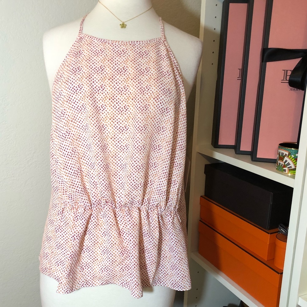 Graphic Print Peplum Waist High Neck Cami for Casual and with Suit Jacket